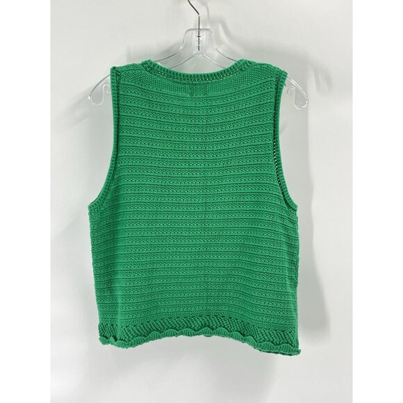 J Crew Kelly Green Knit Sleeveless Sweater Top Sz Large CAD87 Preppy Old Money - Picture 6 of 6